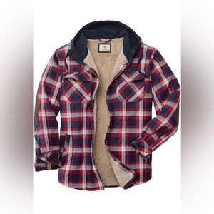 Legendary Whitetails Men's Camp Night Berber Lined Hooded Flannel Shirt Jacket